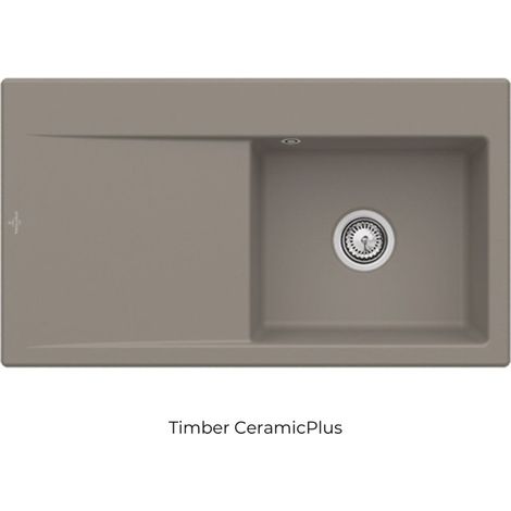 Evier cuve à droite avec vidage VILLEROY ET BOCH Subway 50, timber ceramic plus