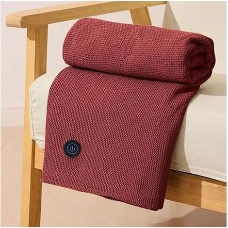 Couverture chauffante portable, châle chauffant électrique USB 150 x 80 cm, lavable en machine, pour le cou et les épaules (rouge) (1/5)