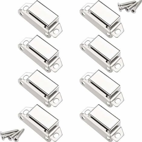 Aimants loqueteaux magnétiques, 10 kg loqueteau de porte magnétique et 32 vis, 304 Acier inox, loqueteaux magnétiques aimanté pour fermeture de porte meuble/armoire/placard