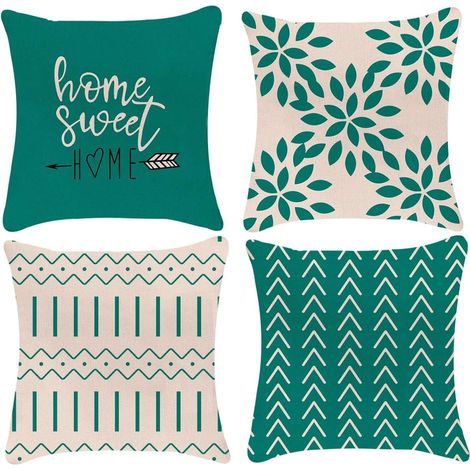 Lot de 4 housses de coussin 45x45cm, housse de coussin décorative moderne pour canapé, lit ou voiture, en lin, pour extérieur.