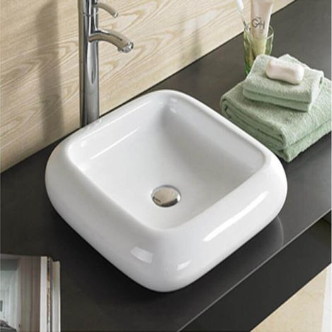 Vasque pour salle de bain Carrée - Céramique - 46x46 cm - Care (1/5)