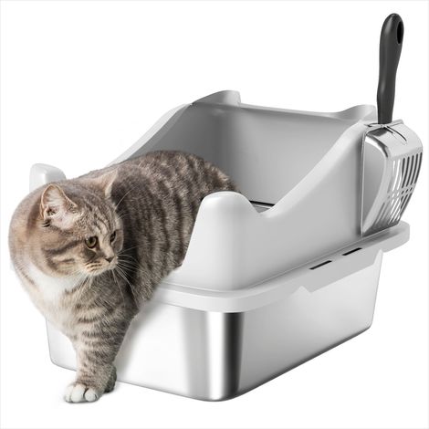 Bac à litière Maison de toilette chat inox 43 x 33 x 25 cm (1/5)