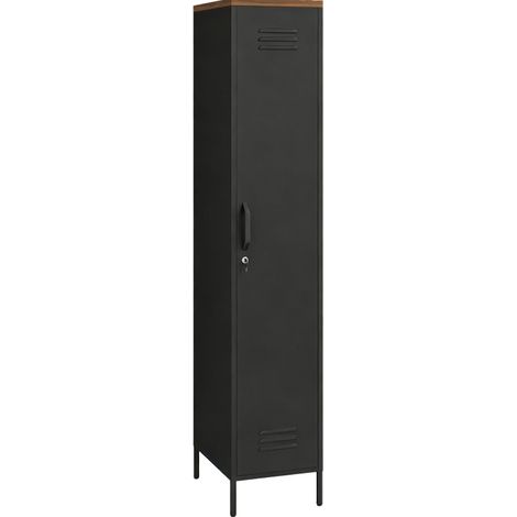 Industrieschrank aus Metall, schwarz, mit verstellbaren Regalböden, 183 x 35 x 46 cm MODENUIT (1/4)