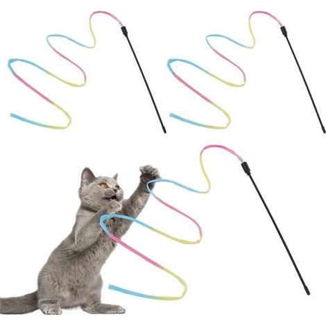 Jouet Baguette Arc-en-Ciel pour la Formation des Chatons - Chat Baguette - Blanc (1/4)