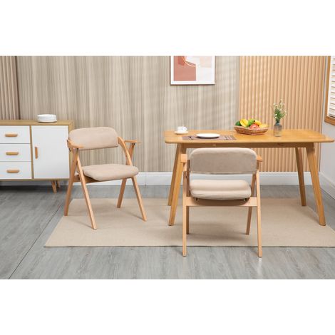 Lot de 2 chaises pliantes bois kaki accoudoirs assise rembourrée empilables invités cuisine ou mariage (1/5)