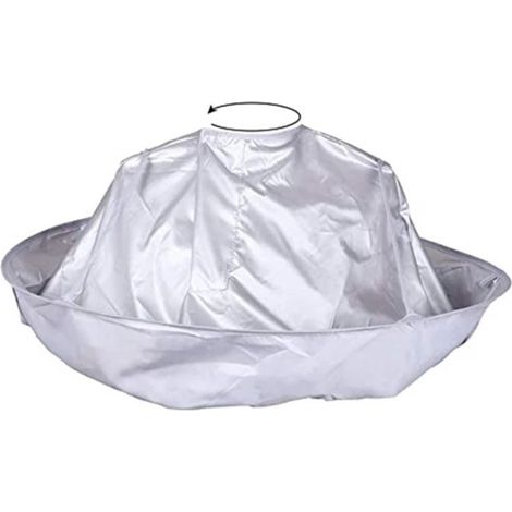 Cape de coiffure parapluie, cape de coiffeur imperméable et pliable en nylon, idéale pour les salons de coiffure familiaux et les barbiers, grise (1/5)