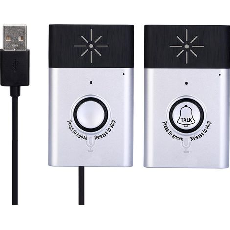 (Set de 2) visiophone sans fil portable, carillon de porte intérieur, kit de sécurité résidentielle, interphone pour usage intérieur/extérieur (1/5)