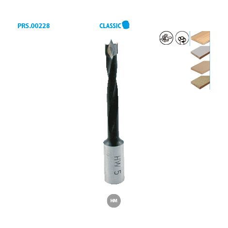 Mèche tourillons carbure pour mafell Classic ø 6 Long. 58 Long. Utile 38mm (1/2)