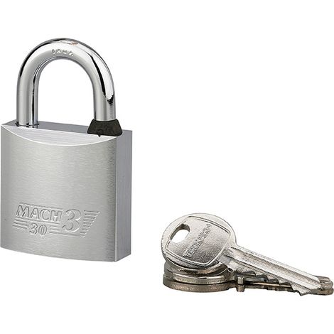 THIRARD - Cadenas à clé Mach 3, laiton nickelé, extérieur, anse inox, 30mm, 2 clés - THIRARD (1/2)