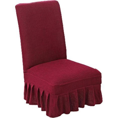 Housse de chaise rouge élastique en velours épais anti-poussière, adaptée à un usage domestique. (1/5)