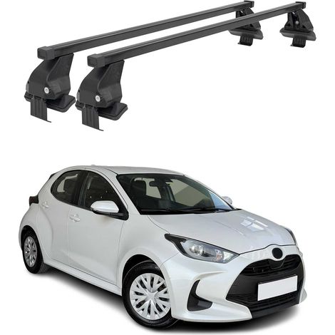 OMAC Barres de toit transversales en acier pour Toyota Yaris Cross XP210 2021-2026 – Antivol inclus – Testées City Crash – DIN 75302:2019 – ISO/PAS 11154:2006 – Charge max 50 kg Noir