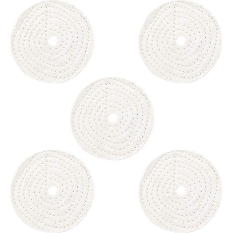 Polierscheibe, 5 Stück, 4 Zoll, weiß, baumwollbehandelt, spiralgenäht, Polierscheibe für Metall, Schmuck, Spiegelpolitur, Schleifwerkzeug (1/5)
