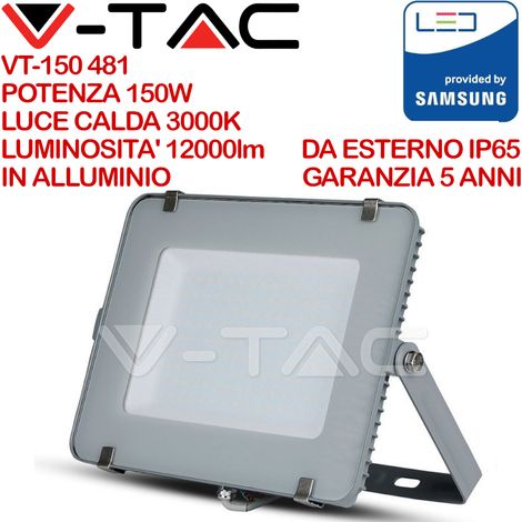 150W LED PROIETTORE SMD SAMSUNG CHIP CORPO GRIGGIO 3000K - Luce CALDA (1/5)