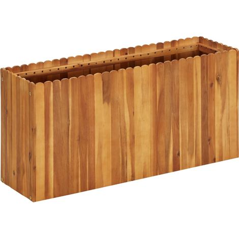 Fioriera rialzata per piante e fiori giardino 100 x 30 x 50 cm legno massello di acacia 020000975