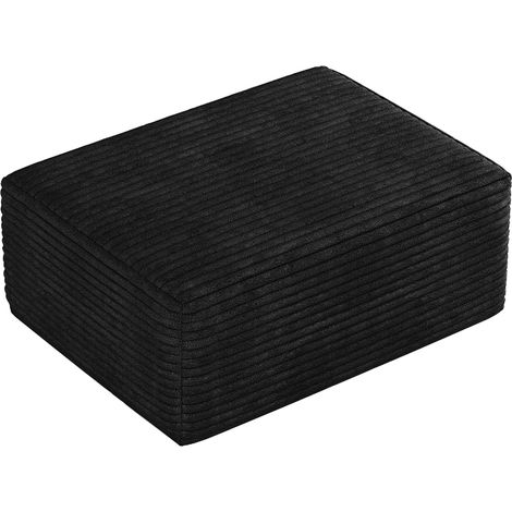 Pouf en Velours Côtelé Noir Repose-Pieds Modulaire pour Salon 70x95x40 cm (1/5)