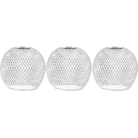 Lot de 3 abat-jour sphériques décoratifs, abat-jour ajourés créatifs-7.50X7.50X7.50CM-Silver (1/2)
