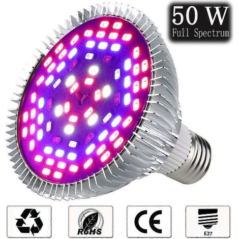 Lampe horticole LED 50 W à spectre complet, 78 LED, idéale pour la croissance des plantes en serre et en intérieur (fleurissement). (1/4)