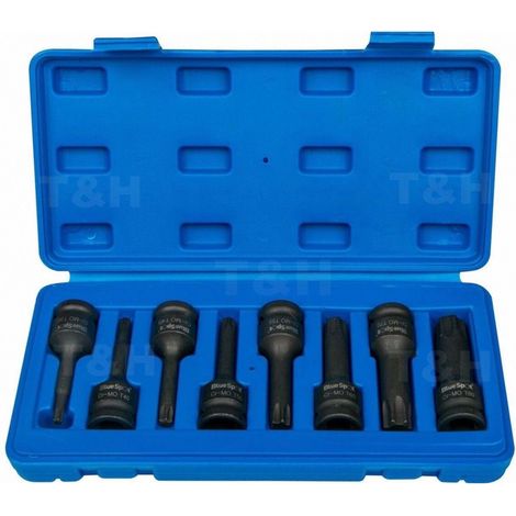 8pc Set 1/2 Conectores Llave Torx de Impacto T30-T80 (1/5)