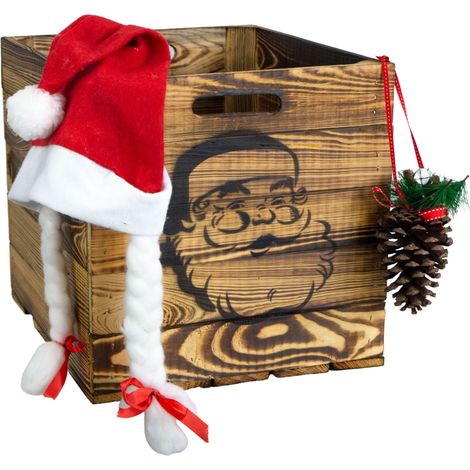 Aufbewahrungskiste geflammt mit schwarzem Weihnachtsmann passend für Kallax und Expeditregale Regaleinsatz (1/3)