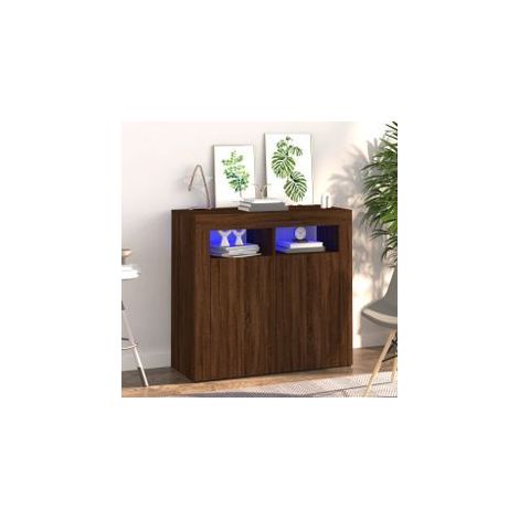 Buffet avec lumières LED chêne marron 80x35x75 (1/5)