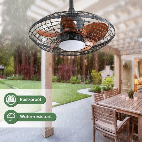 Ventilateur de plafond 51 cm avec tige de suspension – LED 18W, 3 températures, 5 pales ABS, moteur DC, pour terrasse et pergola ， 50.8 x 50.8 x 47.5 cm