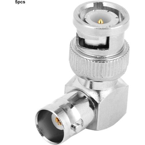 5 pièces Connecteur BNC Mâle-Femelle en Laiton 90 Degrés pour Câble Coaxial (1/5)