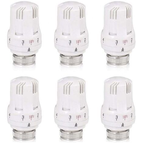 Tete Thermostatique Radiateur, 6 Pièces Tête de Vanne de Radiateur, Robinet Thermostatique Radiateur, M30 X 1,5 Tête de Thermostat, Tête de Radiateur pour Le Bureau et La Maison(A)-différentes quantit