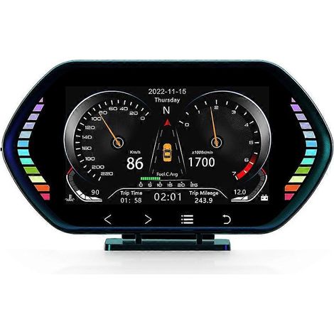 Indicateur d'inclinaison F12 pour voiture, affichage tête haute IPS 3 pouces, compteur de vitesse numérique, niveau d'eau/d'huile (1/5)