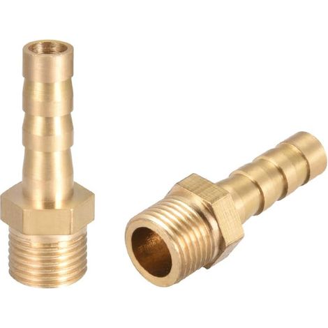 2 pièces Raccord cannelé tuyau en laiton connecteur 6mm Barbeléx1/8" G Mâle Raccord Tuyau D'arrosage, Connecteur Cannelé En Laiton Pour Pompe Eau (1/4)