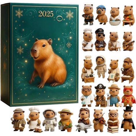 Calendrier de l'Avent Capybara 2025, Décorations Capybara en acrylique 2D, Calendrier de l'Avent de 24 jours avec 24 décorations Capybara (1/5)