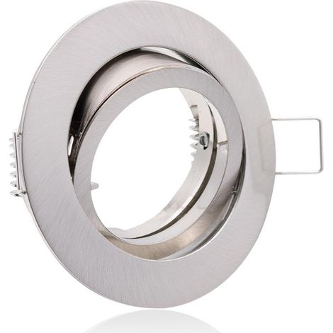 Einbaustrahler Rahmen rund Edelstahl-gebürstet schwenkbar Ring Decken Spot Bajonettverschluss (1/5)