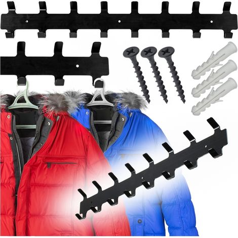 Appendiabiti da parete per chiavi e vestiti, metallo sospeso, soppalco, nero, 16 ganci (1/5)