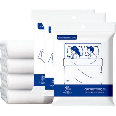 4-teiliges Einweg-Bettwäscheset für ein Doppelbett (1 Bettbezug, 1 Laken und 2 Kissenbezüge) (1/5)