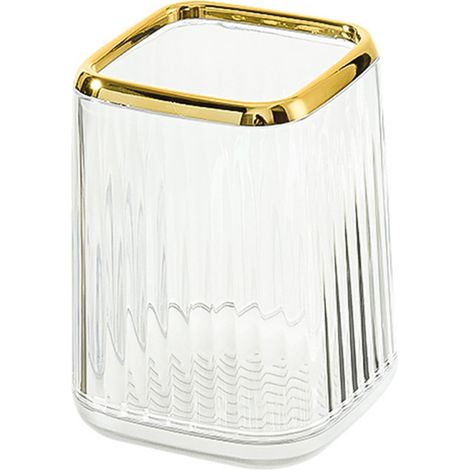 Support Pinceaux Maquillage - Boîte Rangement Plastique Transparente Avec Couvercle Anti Poussière - Pour Salle De Bain Et Vanity - 1 Pièce (1/5)