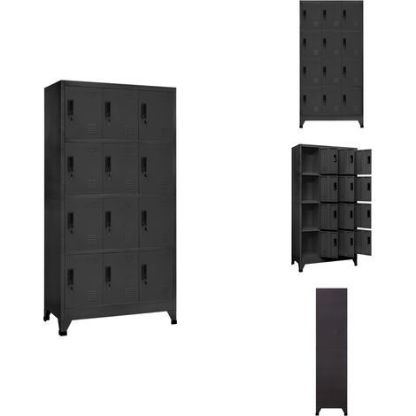 Armoire à casiers Anthracite 90x45x180 cm Acier - Armoire Métallique - Meuble De Rangement - Armoire À Casiers - Armoire Scolaire - Armoire De Bureau (1/5)