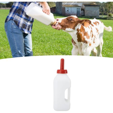 Comedero para terneros, comedero para pastos, tetina de 2 litros de silicona a prueba de fugas, jarra de leche horizontal (1/5)