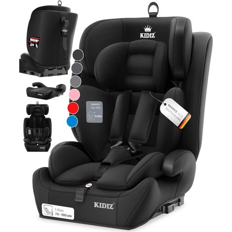 KIDIZ® Premium seggiolino auto gruppo 1+2+3, 9-36 kg Cintura di sicurezza a 5 punti Poggiatesta regolabile Nero (1/5)