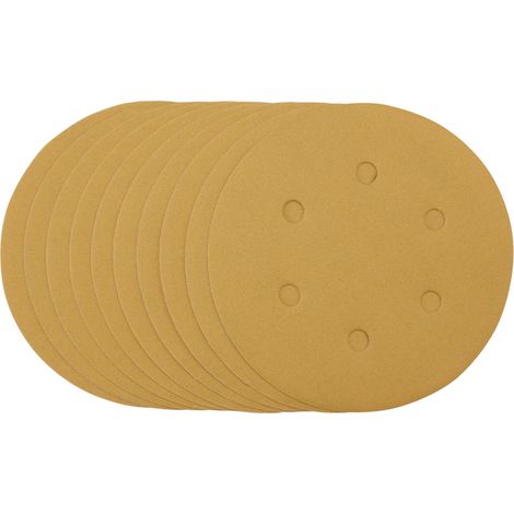 Gold Sanding Discs with Hook & Loop, 150mm, 320 Grit (Pack of 10) (64265) (1/5)