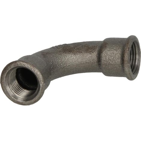 Raccord en fonte malléable noir coude long 90° 1/4'' FF/FF