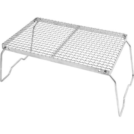 Support pour réchaud de camping en acier inoxydable, grille pliable idéale pour cuisiner, pique-niquer et voyager. Accessoires de randonnée pour réchauds portables. (1/5)