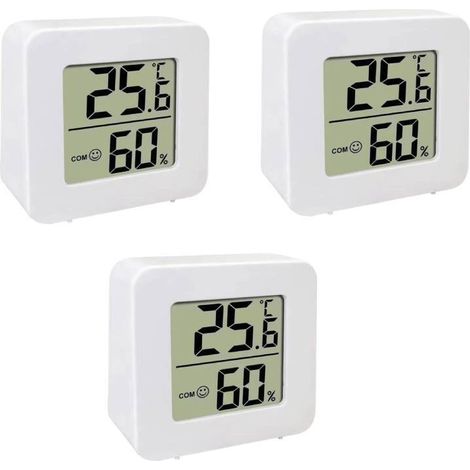 Thermomètre numérique , hygromètre LCD , affichage clair , boîtier compact en ABS , adapté à la surveillance intérieure , plage de -10 à 50 °C , blanc , lot de 3 , 10-99 (HR) , -10-50 (℃) (1/5)