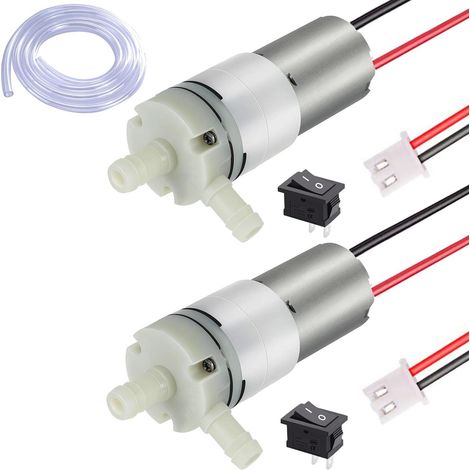 Juego de 2 minibombas de agua para acuario de 6V-12V - Bomba de refrigeración autocebante de 370cc y 12V - Minibomba de succión de agua - Bomba de diafragma silenciosa - Para máquinas de té