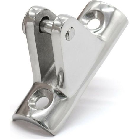 Accessories for awnings made of stainless steel 316 with a curved, mountain-shaped base, designed for use at sea and in the maritime sector.
