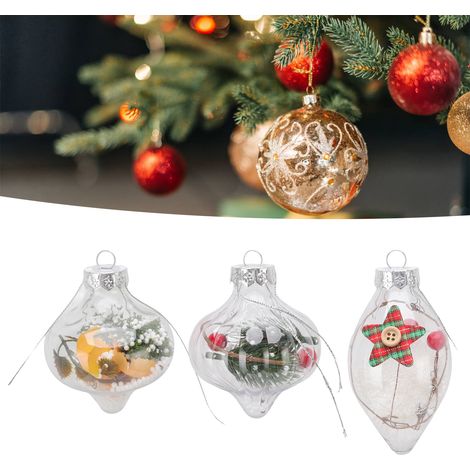 Lot de 12 boules de Noël transparentes, incassables et écologiques, moulées par soufflage en PET, pour décoration de fête 6165 (1/5)