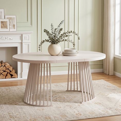 Kulissentisch,Ausziehbarer Esstisch 100/138/176 100 cm, geeignet für 4–8 Personen,Zweiteiliges Teleskopdesign, verdickte Tischplatte, minimalistischer Stil, Kaschmir (1/5)