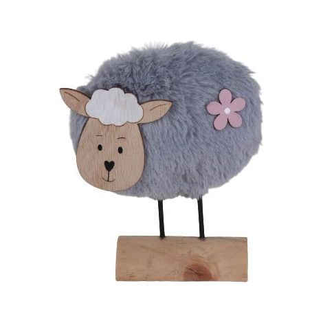 TrendLine Deko Schaf Holz 17 x 14 cm natur grau Figur