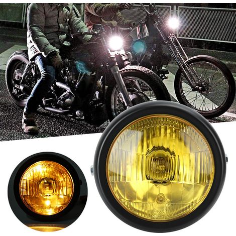 Retro-Motorradscheinwerfer mit runder Linse und gelber Linse, passend für GN125 (1/5)