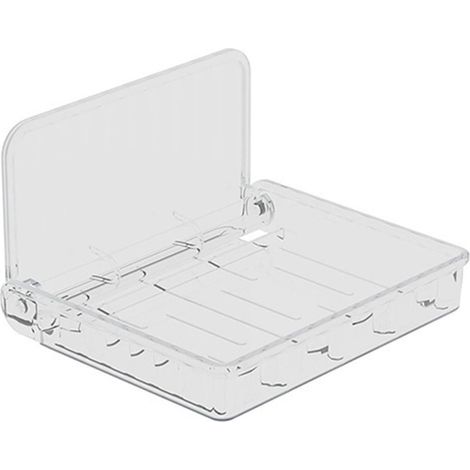 Étagère murale pliante transparente sans perçage, grande capacité, robuste, pliable, flottante, pour salle de bain. (1/5)