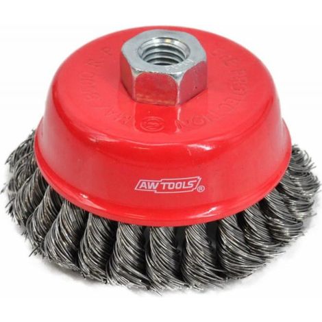 Brosse à coussin AWTOOLS 100 mm / Fil torsadé / Filetage M14 (1/2)