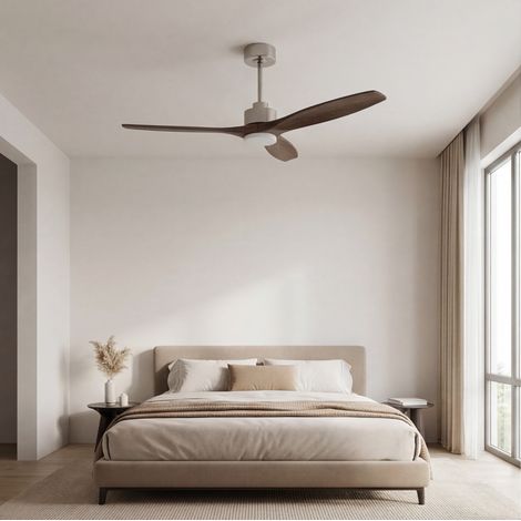 Forlight - Ventilador de Techo Stem Evo, Ø1320mm, Motor DC Silencioso, 30W + 20W LED, LED Integrado, CCT Seleccionable, 3000K - 4000K - 5000K, Regulable, 6 Velocidades, Palas Negro (1/5)
